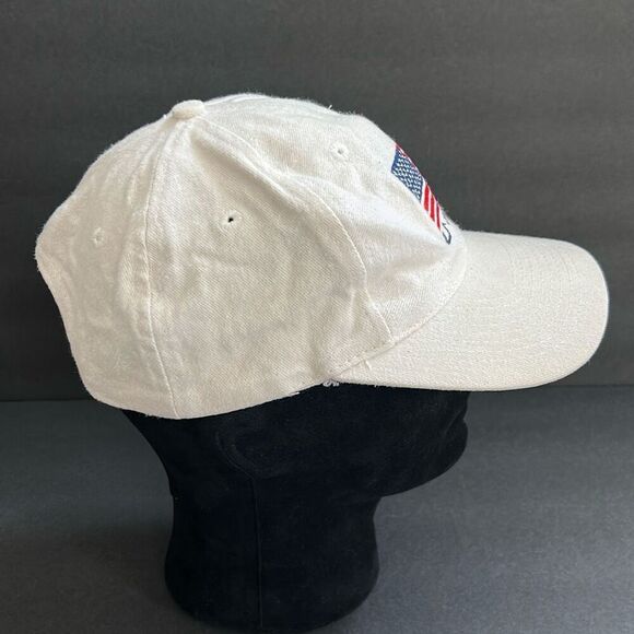 USA Embroidered Flag Cap Hat Beige SnapBack Patriotic Top of the World - Picture 4 of 10